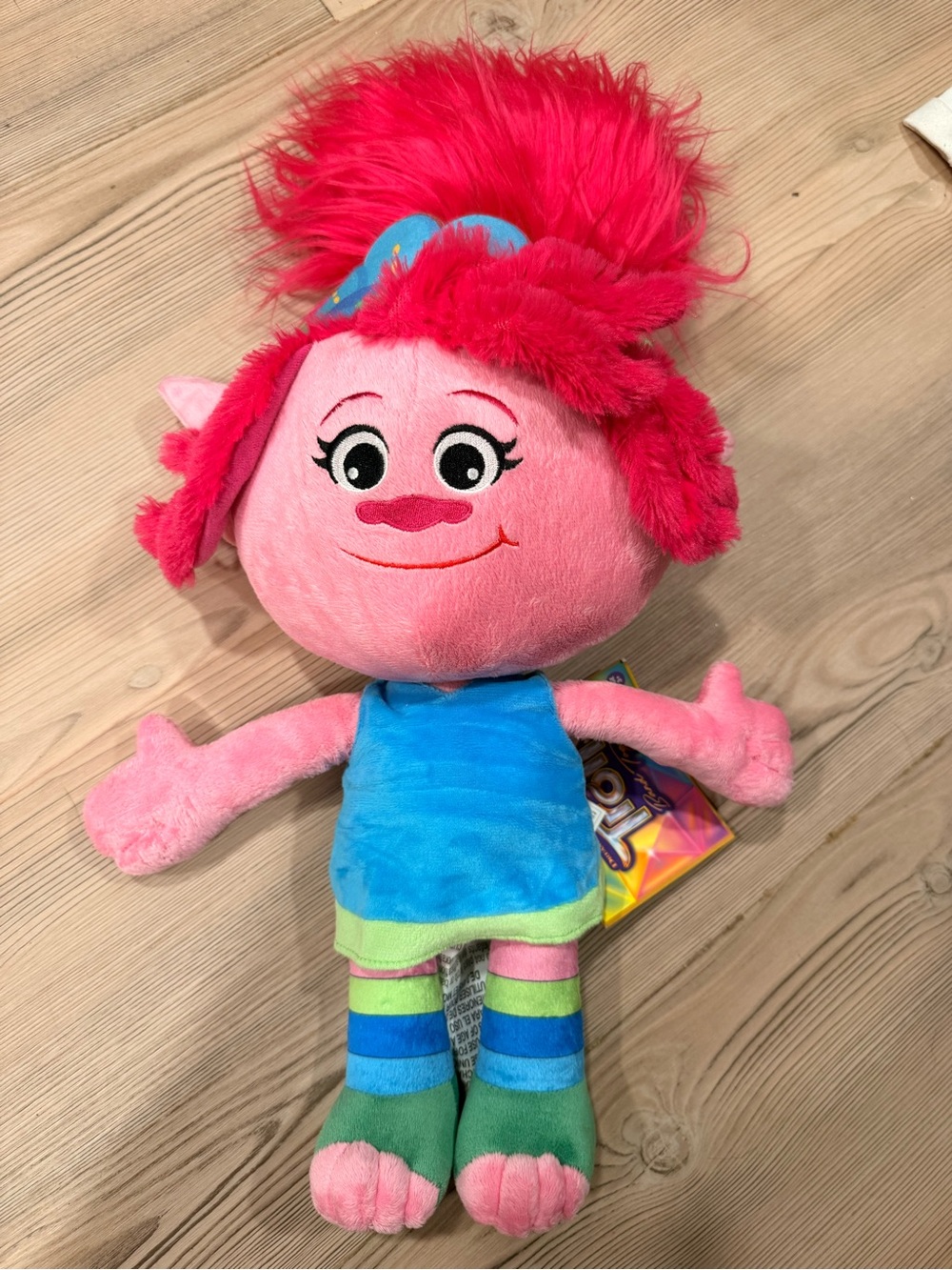 Trolls Pink Plush with Red Hair and Blue Outfit
